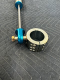 Heavy duty truck drivetrain component with metal shaft and blue anodized parts on quilted surface