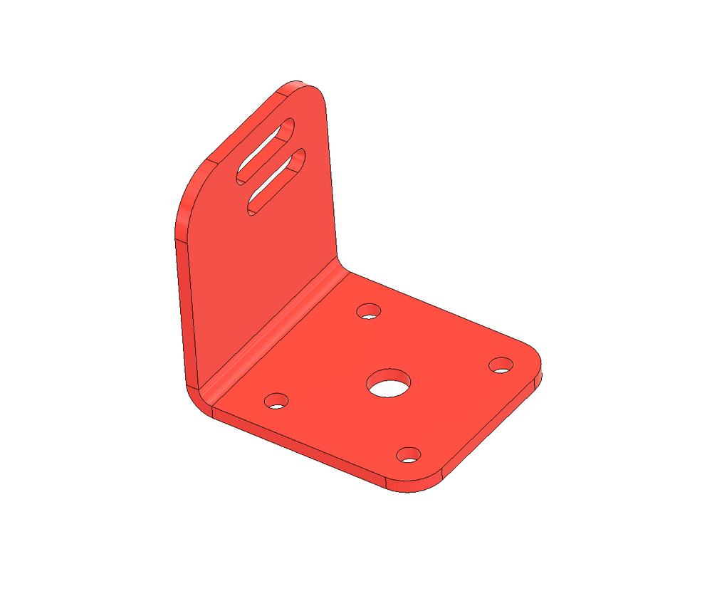 Red metal L-bracket with multiple mounting holes for heavy duty truck or custom parts