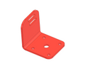 Red metal L-bracket with multiple mounting holes for heavy duty truck or custom parts