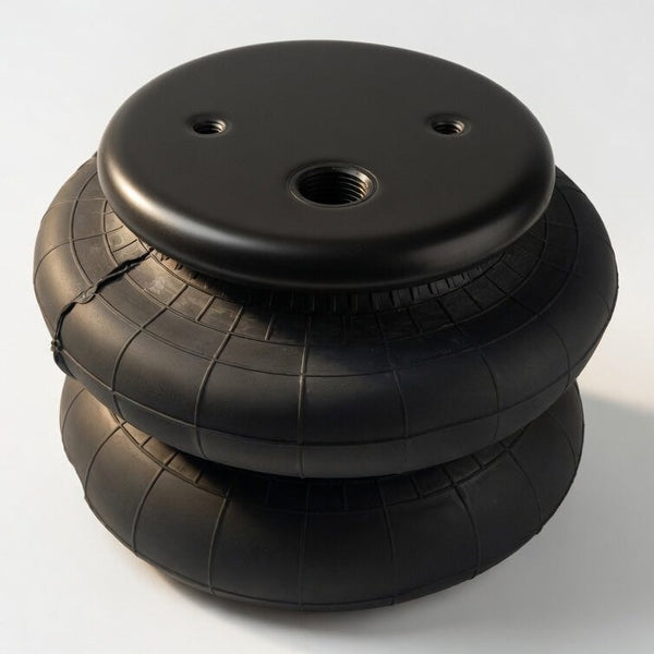 Black air suspension shock absorber on a white background